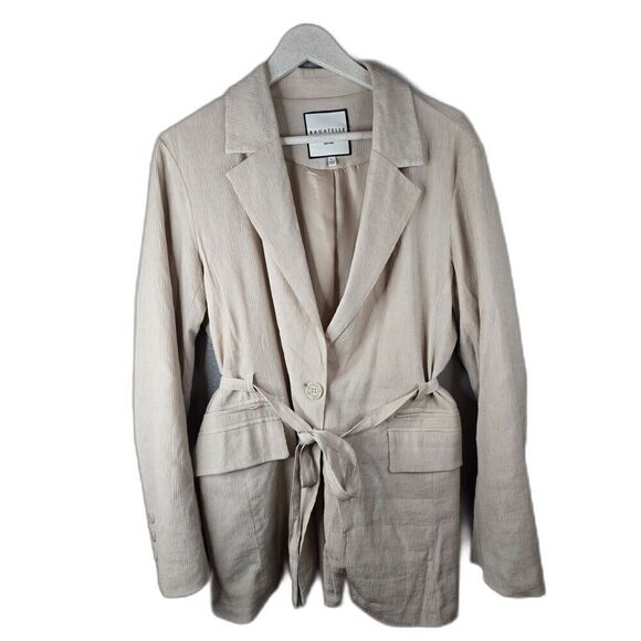 Bagatelle Collection Women's Beige Single Button Belted Jacket Size Large - Picture 1 of 8